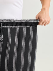 Abstract Striped Drawstring Shirred Waist Pants
