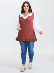 Tissue Textured Ruffled Sleeveless Pullover