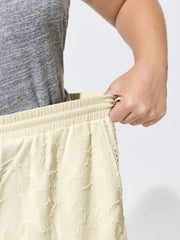 Hollowed-Out Textured Drawstring Shorts