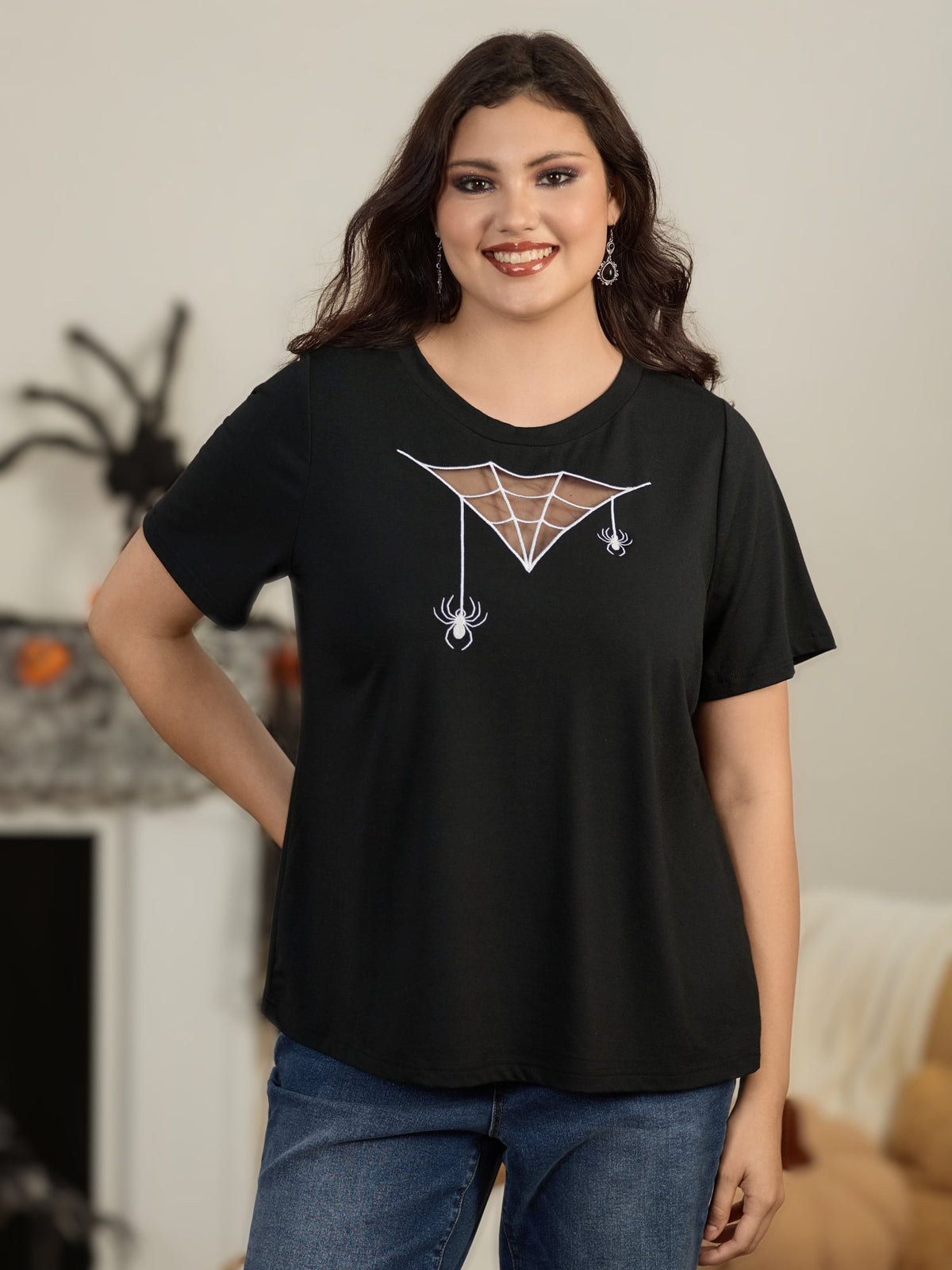 Supersoft Spider Web Mesh Cut Out T-Shirt