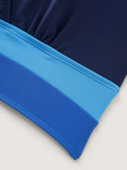 Colorblock Surplice Neckline Bikini Top
