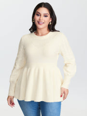 Cut-Out Sleeve Ribbed Hem Pullover