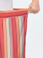 Shirred Waist Striped Print Pants