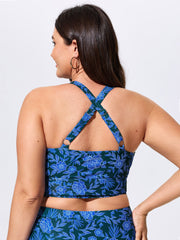 Floral Print Cut-Out Swim Top