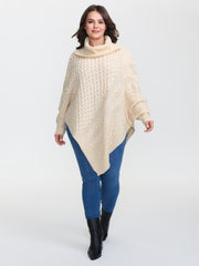 Turtleneck Cableknit Batwing Sleeve Pullover