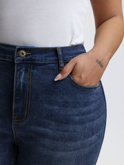 Vintage Wash High Rise Straight-Leg Jeans