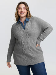 Supersoft Color Contrast Collar Textured Pullover