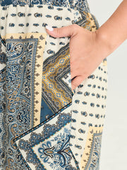 Supersoft Geometric Print Shirred Waist Pants