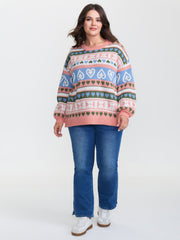 Geometric Print Stretchy Fit Pullover