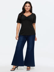 Back Cross-Tie Ruched Front Knit Top
