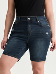 Stretchy Back Elastic Waistband Denim Shorts