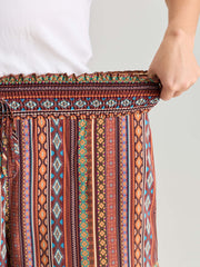 Geometric Striped Drawstring Waist Shorts