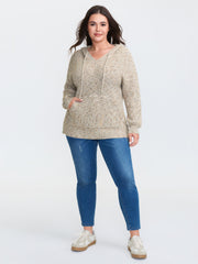 Heather Hooded Pocket Ribbed Hem Pullover