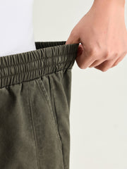 Cotton Washed And Distressed Straight-Leg Shorts
