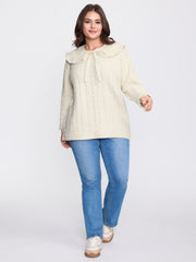 Supersoft 2-in-1 Cable Knit Shawl-Tie Pullover