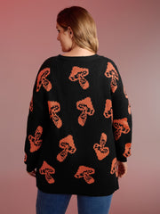 Halloween Mushroom Jacquard Print Pullover
