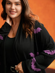 Supersoft Essentials Halloween Bat Pattern Lapel Collar Cardigan