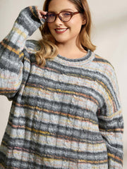 Heather Twist Textured Round Neck Pullover