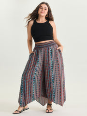 Shirred Colorful Asymmetric Hem Pants