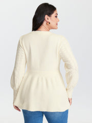 Cut-Out Sleeve Ribbed Hem Pullover