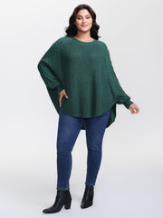 Curvy Hem Bat-Wing Sleeve Pullover