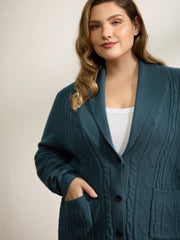 Supersoft Cable Knit Pockets Shawl Collar Knit Cardigan