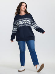 Supersoft Bow Pattern Jacquard Blend Pocket Pullover