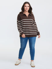 Supersoft Stripe Half-Zipper Collar Pullover