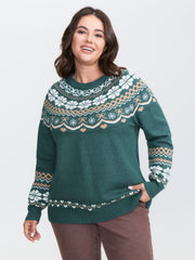 Fair-Isle Jacquard Pattern Pullover