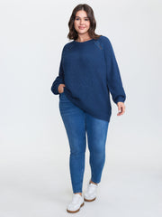Textured Lace Cut-Out Shoulder Pullover