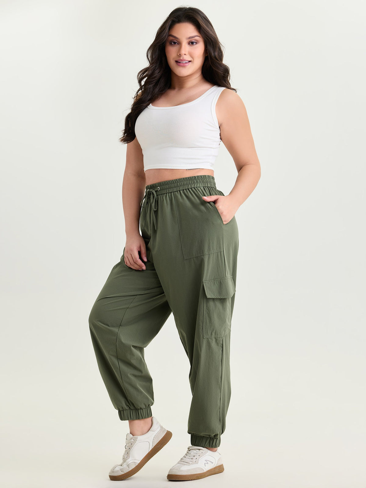 Elastic Waist Pocket Cargo Sweatpants
