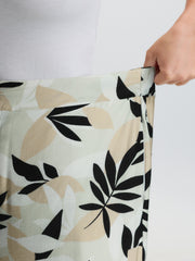 Floral Print Button Straight-Leg Pants