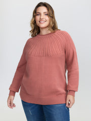 Supersoft Textured Ribbed Hem Drop Shoulder Pullover
