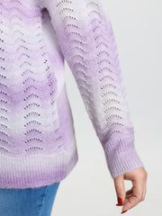 Textured Color Gradient Drop Shoulder Pullover