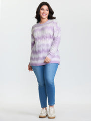 Textured Color Gradient Drop Shoulder Pullover