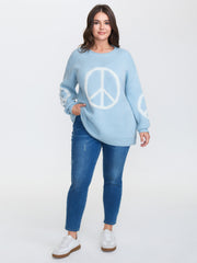 Geometric Pattern Textured Ribbed Hem Pullover