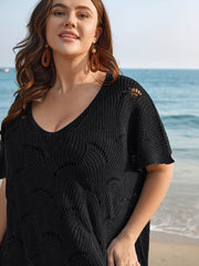 Cut-Out Solid V-Neck Swim Cover Up