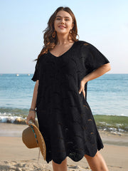 Cut-Out Solid V-Neck Swim Cover Up