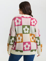Supersoft Multicolor Floral Patchwork Jacquard Pullover