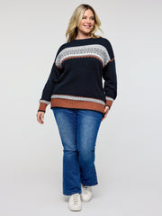 Supersoft Super Stretchy Geometric Stripe Pullover