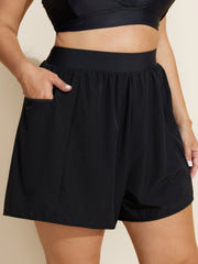 Wide Waistband Pockets Swim Bottoms