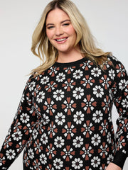 Supersoft Floral Jacquard Contrast Pullover