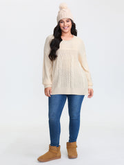 Textured Contrast Drop Shoulder Pullover