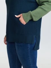 Colorblock Hooded Raglan Sleeve Pullover