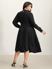 Collar Cut-Out Waist Tie Midi Dress