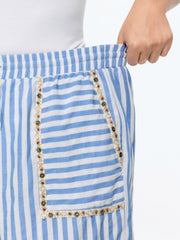 Asymmetrical Striped Print Shorts
