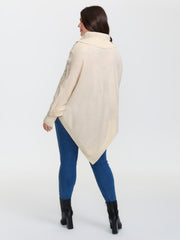 Turtleneck Cableknit Batwing Sleeve Pullover
