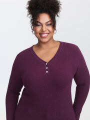 V-Neckline Fitted Flared Sleeve Pullover