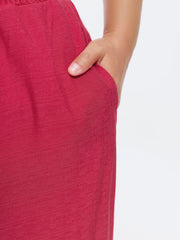 Wide Shirred Waistband Wide-Leg Pants