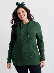 Stretchy Textured Hooded Drawstring Pullover